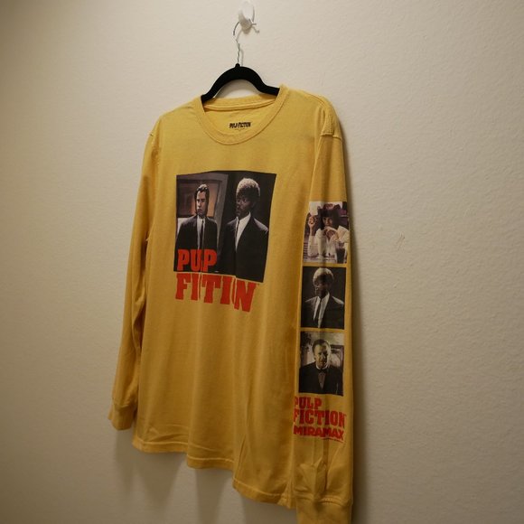 PULP FICTION VINCENT & JULES MIRAMAX LICENSED YELLOW LONG SLEEVE MEDIUM T-SHIRT - Picture 2 of 6